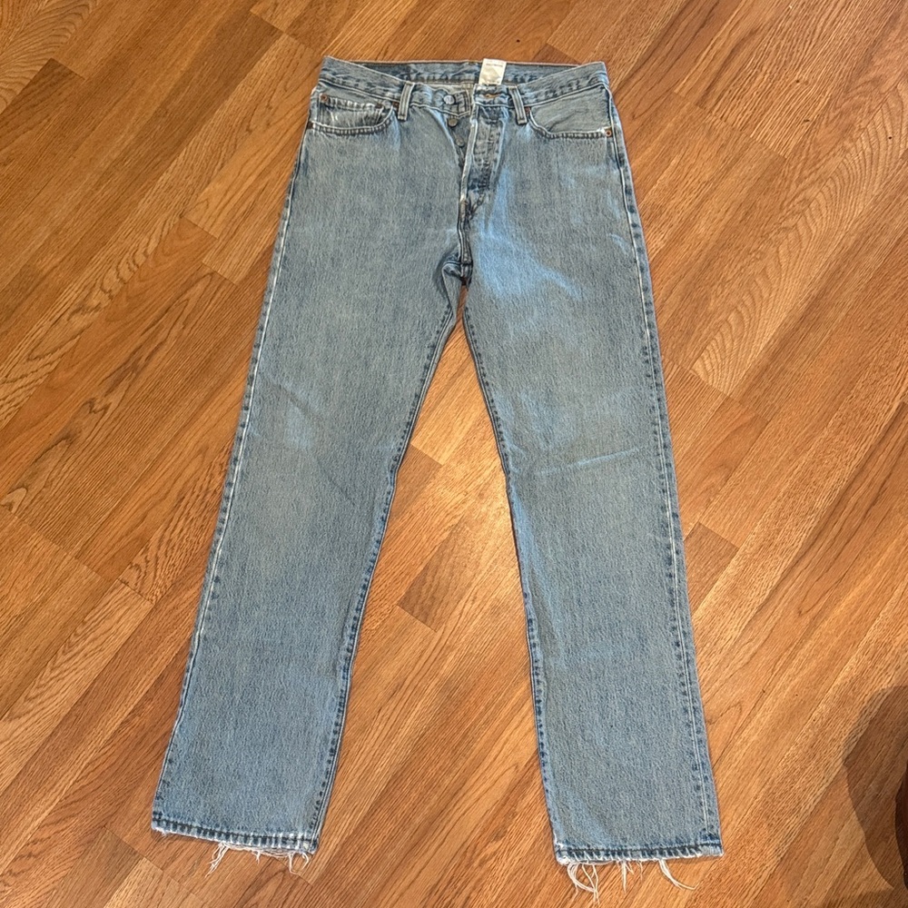 Levi's Men's 501 Straight Button Fly Jeans - Light Blue